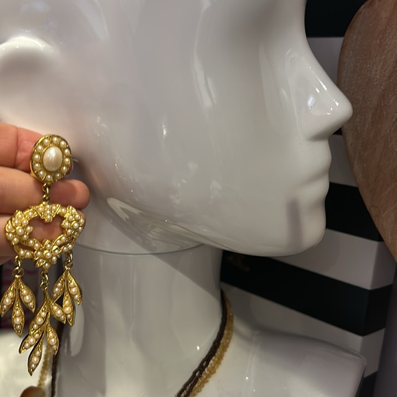 Stunning Seed Pearl Vintage Statement Earrings-Boutique - Picture 3 of 4